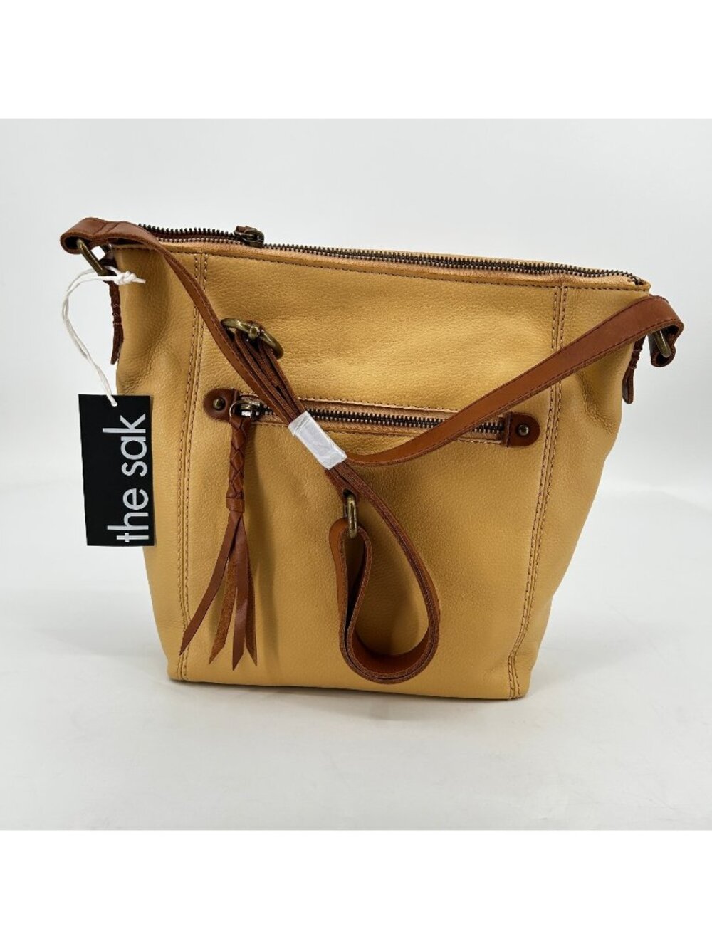 The Sak Ashland Crossbody Buttercup Pebbled Leather Zip Adjustable Strap Pockets